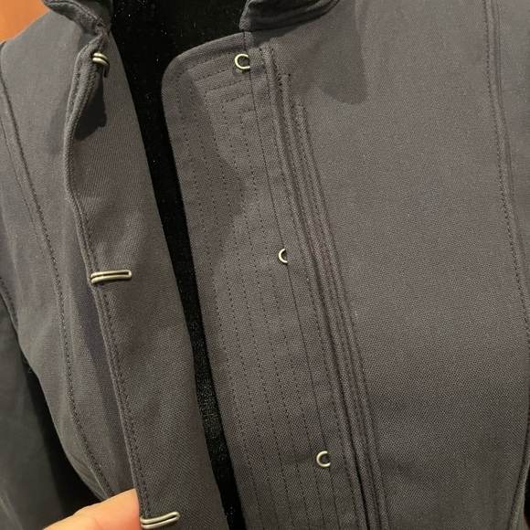 Theory Jacket Womens M Cropped Carly SC Military Mock Neck Hook & Eye Navy - Picture 5 of 12